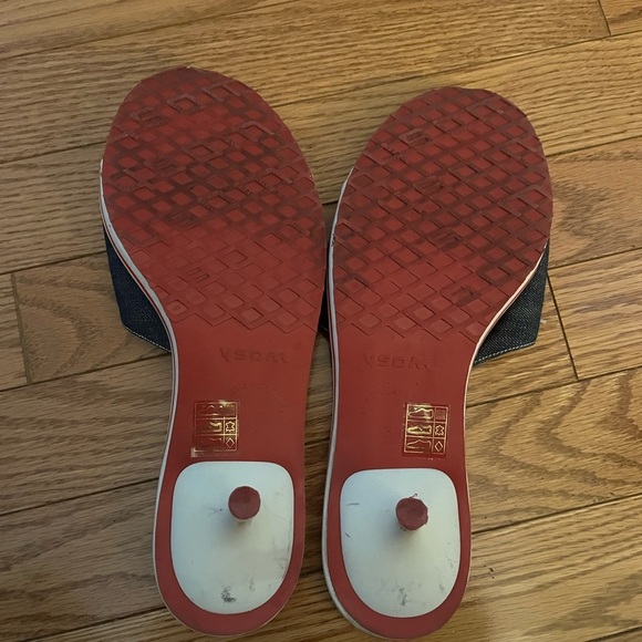 [39/8] Wosh Women's Navy Slide Kitten Heel Sandals Italy - Picture 5 of 6